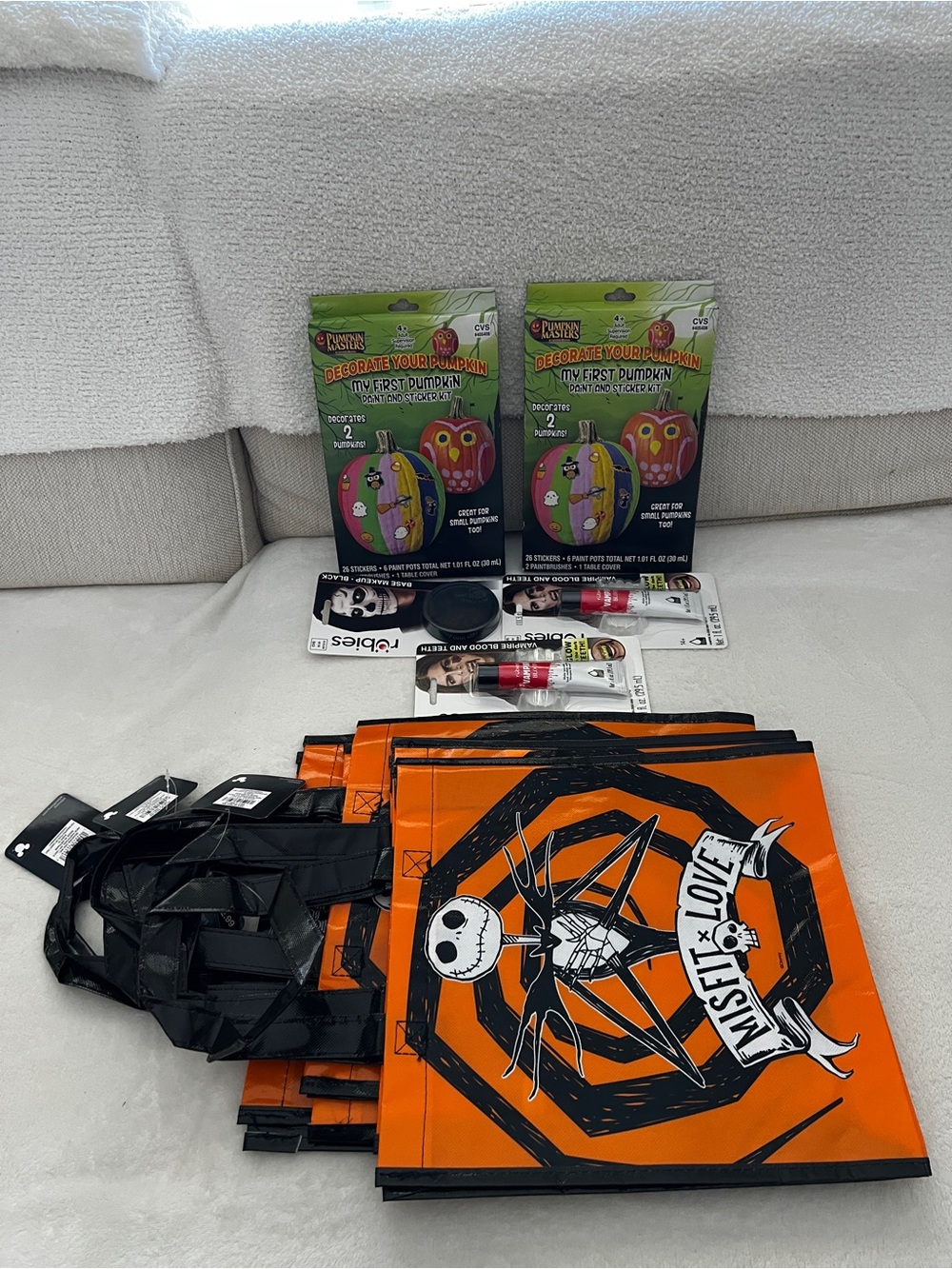 Lot of 10 Halloween items bags decorations and makeup